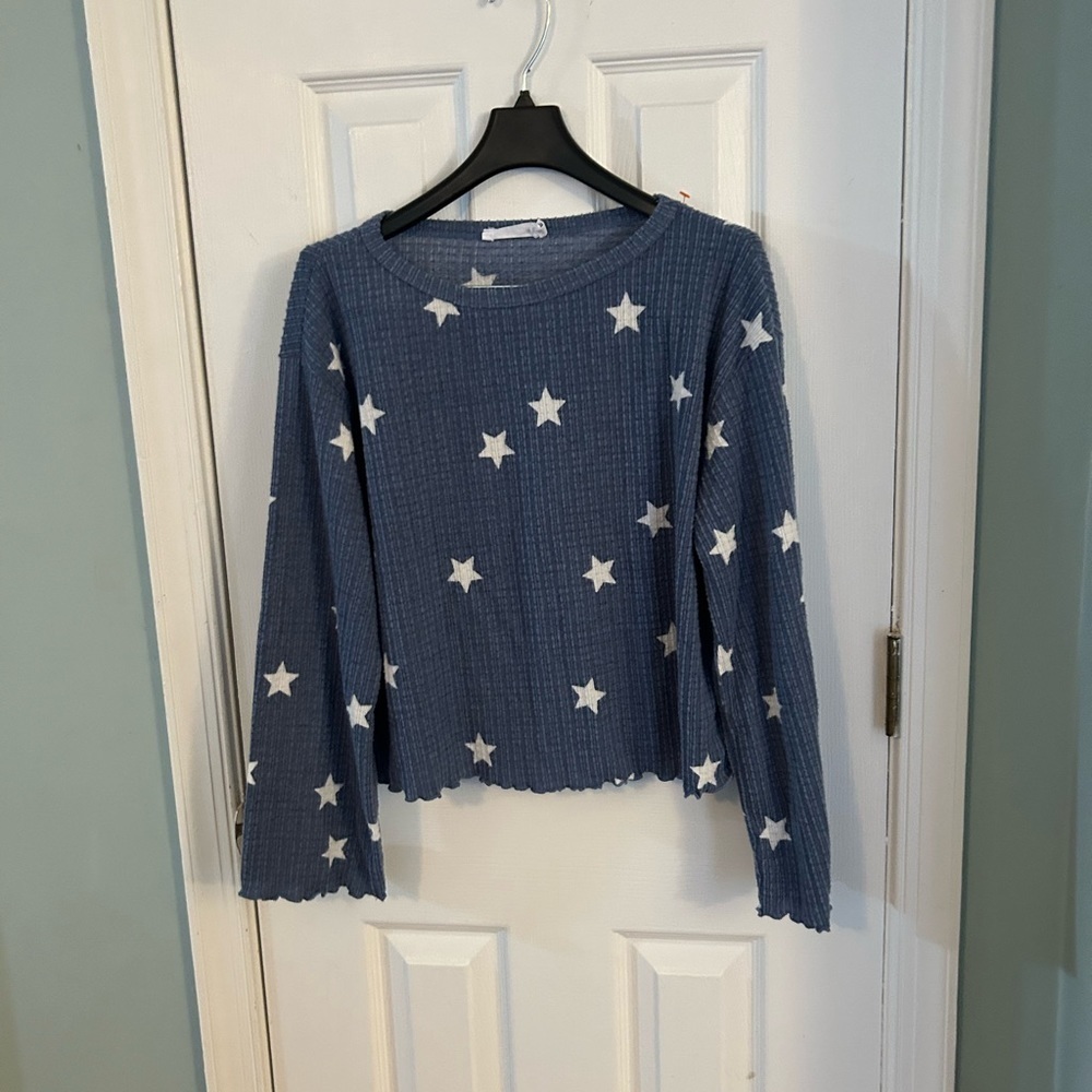 All in Favor blue and white sweater